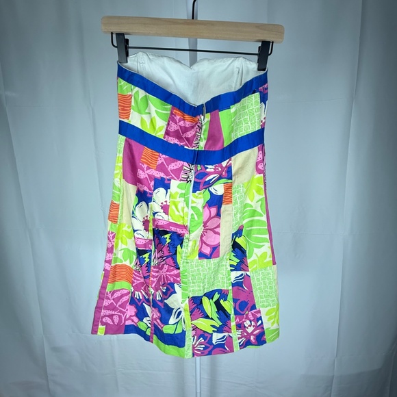 Lilly Pulitzer Women's Patchwork Strapless Cotton Dress Size 2 Summer, Preppy - Picture 2 of 10